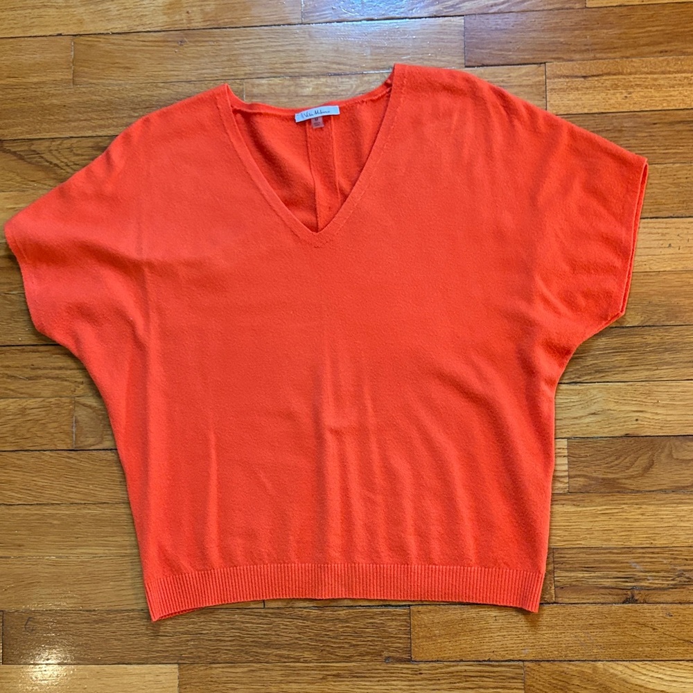 Vila Milano Vibrant Orange V-Neck, Button Back Sweater - sz M